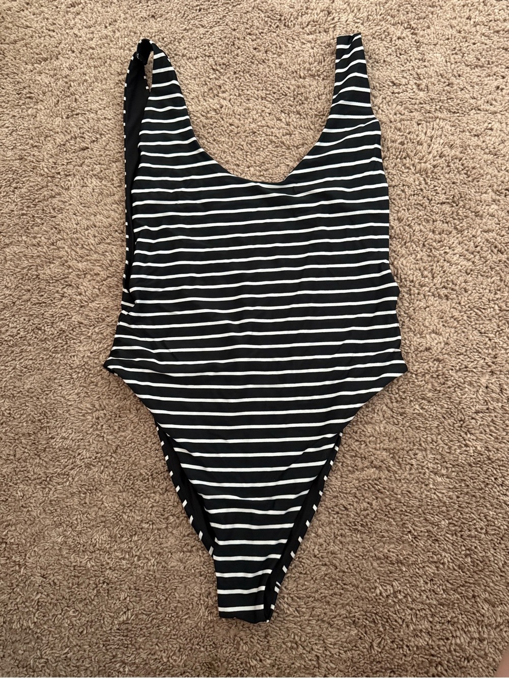 aerie Black and White Striped Swimsuit One-Piece